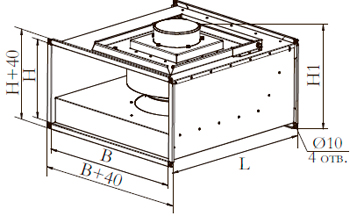 Рис.1. Габаритные размеры вентилятора Канал-ПКВ-В
